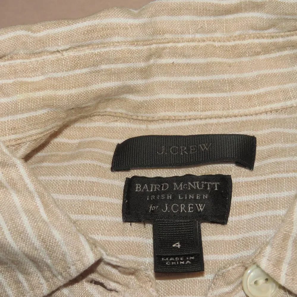 J. Crew x Baird McNutt Tan Striped Linen Short Sleeve Top - Picture 9 of 11